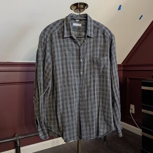 Barneys New York Vintage Pure Wool Plaid Made In Italy Button-down Shirt